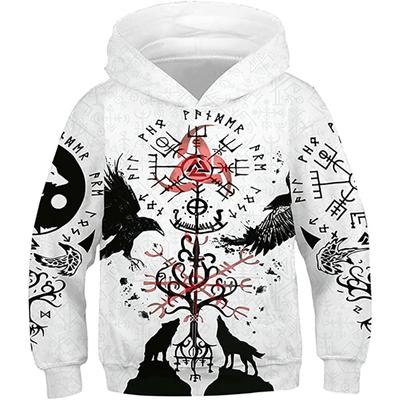 2024 Neu im Hoodie 3D Viking Harajuku Print Pullover Herren Kapuzenpullover Übergroße Vintage männliche Kleidung Herbst Langarm