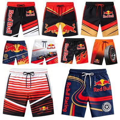 F1 Red Bull Motorsport Swim Shorts Men Summer Quick Dry Beach Board Shorts Casual Sports Racing Style Drawstring Swim Trunks