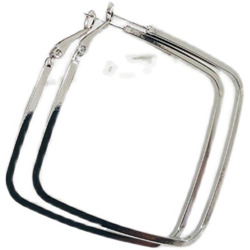 New Exaggerated Square Hoop Earrings Large Earrings S925 Silver Needle European and American Style Fashion Simple and Elegant Japanese and Korean Ins