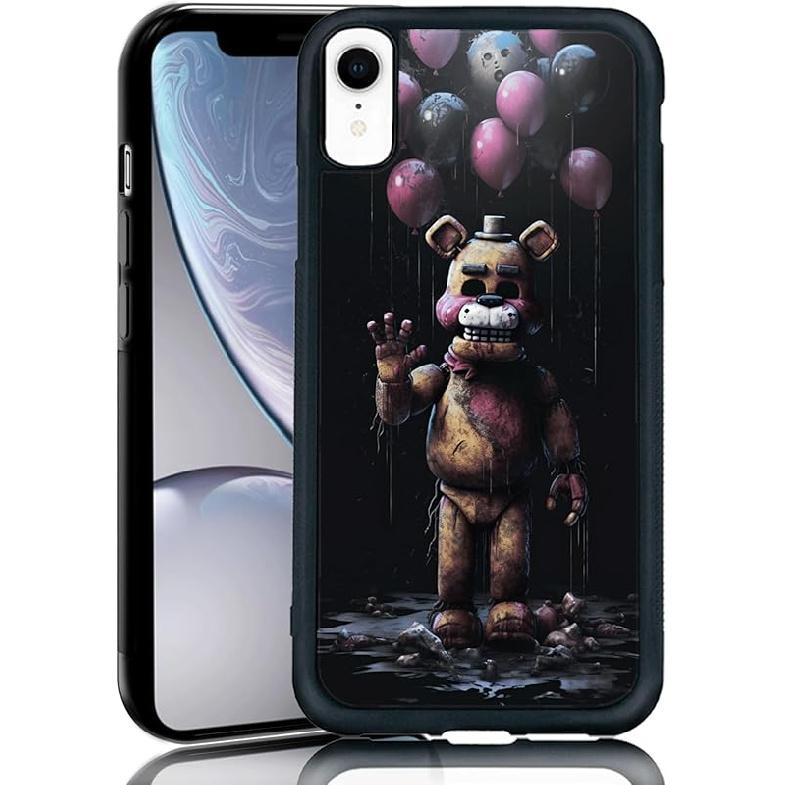 Black Cute FNAF Phone Case Fit for iPhone XR, TPU Shockproof Protective iPhone Case Horror Five Nights Video Game Phone Cover Gift for Boy Girl Men