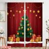 2pcs,2D plane printing Pattern Curtains Christmas Tree Gifts Snow (2) Versatile Fabric (without rod) Versatile All Ldeal for