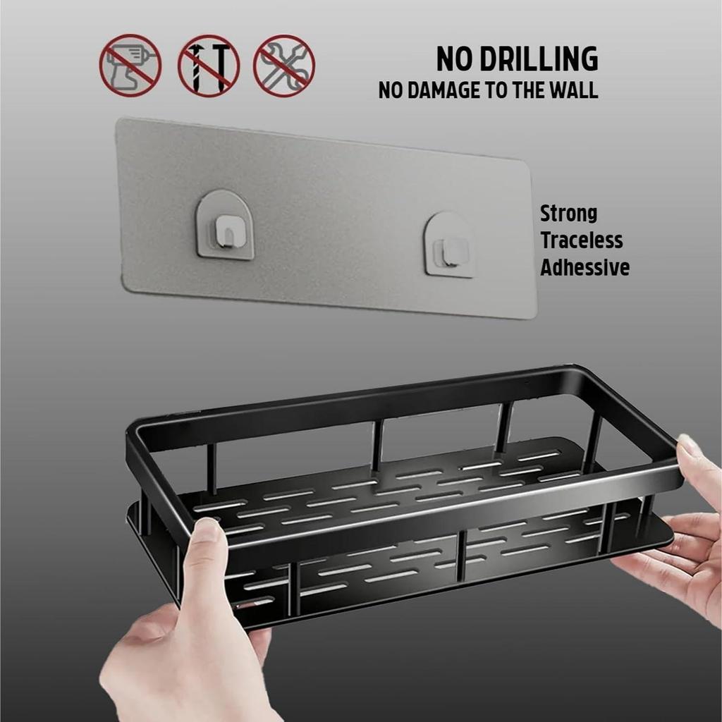 Self-Adhesive Multipurpose Wall Mounted Bathroom Shelves | Space-Saving Storage Organizer Racks for Bathroom and Kitchen Accessories