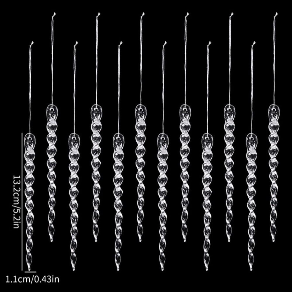 12Pcs High Transparency Christmas Hanging Ice Columns Icicle Decorations Pendant Home Decor