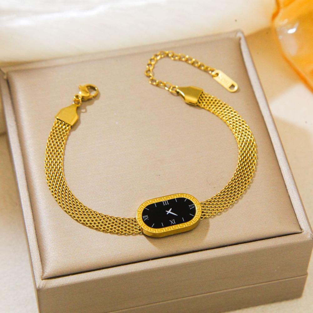 New Four-leaf Clover Bracelet Mesh Watch Bracelet Light Luxury Titanium Steel Watch Strap Chain Jewelry