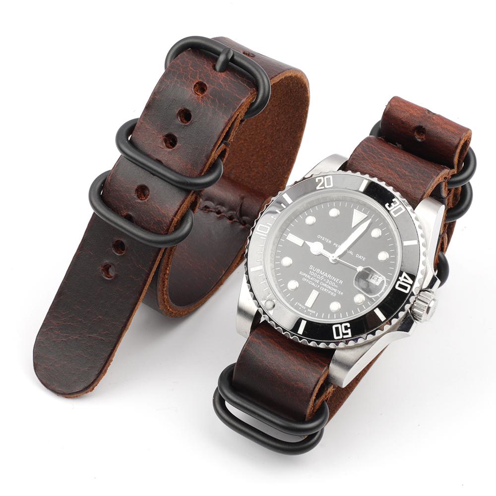 Vintage Leder Langes Uhrenarmband 18mm 20mm 22mm Rindslederband Burst Crack Muster für Männer Frauen Armbänder Uhrenzubehör