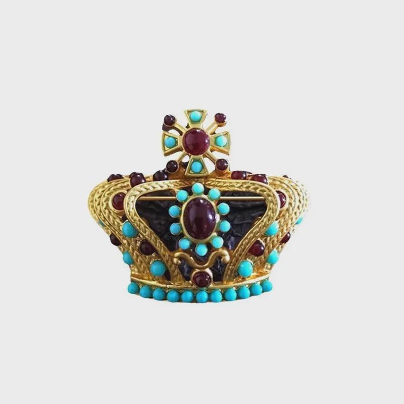 Vintage Antique-Style Gemstone Brooch for Men and Women - Party Dress Accessory