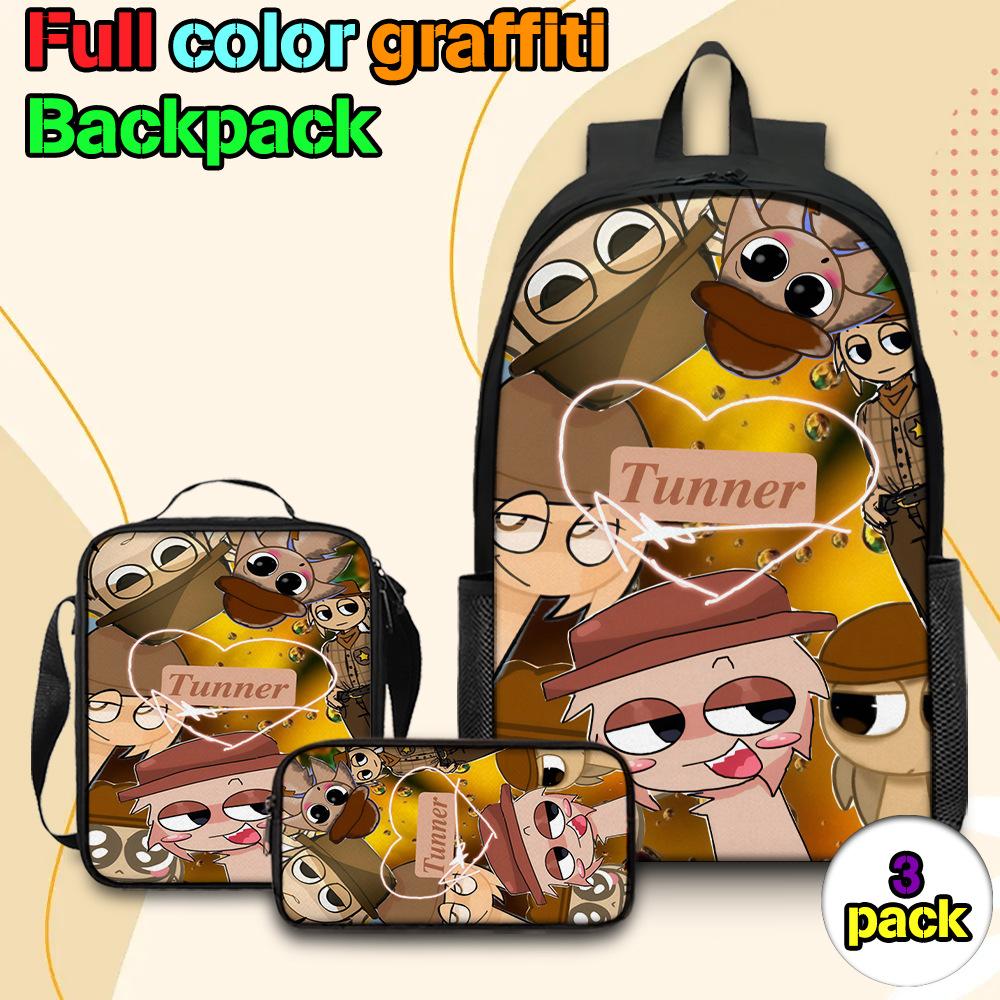 Sprunki Rhythm Box Backpack Primary School Third and Fourth Grades Lightweight Student School Bag L