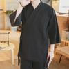 Three-Quarter Sleeve Hanfu Men's Traditional Taoist Robe - Chinese Style Zen Jacket