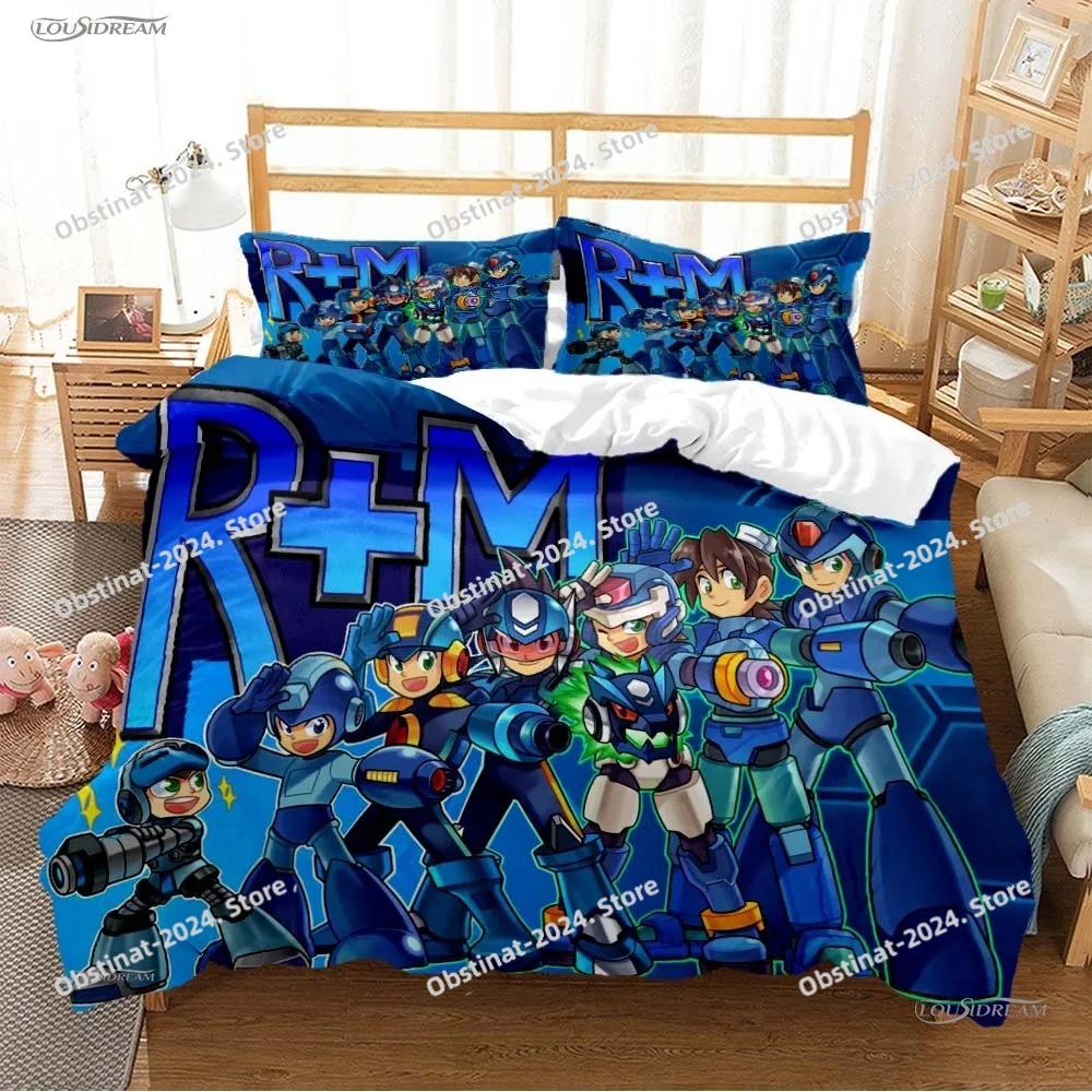 Rockman Megaman Game All Season Bedding Set Printed Bed Set Duvet Cover Sheet Pillowcase Soft Quilt Cover Full Queen King Size