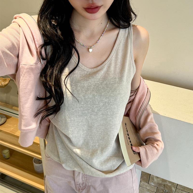 Women U Neck Sleeveless Tank Top Casual Loose Fit Basic Camisole