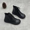 Johnature Handmade Genuine Leather Women's Shoes Retro Flat Versatile Soft Cowhide Lace Up Short Boots