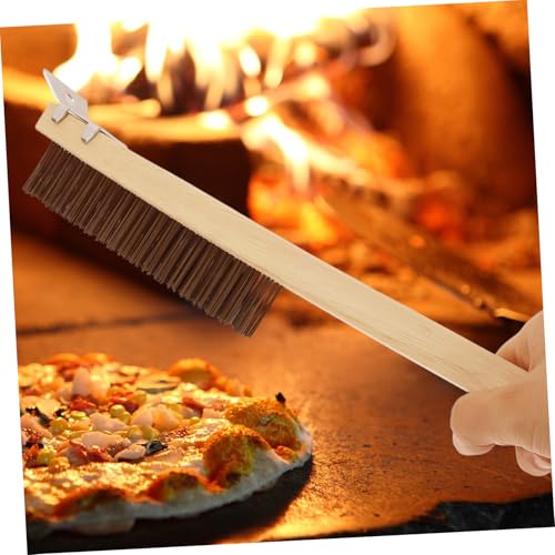 Generic Pizza Oven Brush, Wire Brush with Wooden Handle, Scratch Brush and Scraper In One, Heat-Resistant Cleaning Tool for Pizza Stones, 13.78 Inch