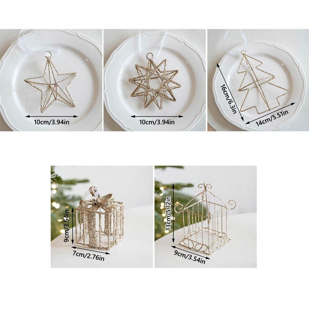 NEW Gold Christmas Decoration Iron Art Glitter Hanging Pendants Small Gifts Box Party Supplies Drop Ornament Christmas