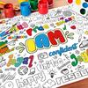 Paper Table Cloth For Coloring, Creative Children's ActivitiesInspirational Growth Vocabulary Children's Painting Poster, Excluding Paintbrushes,