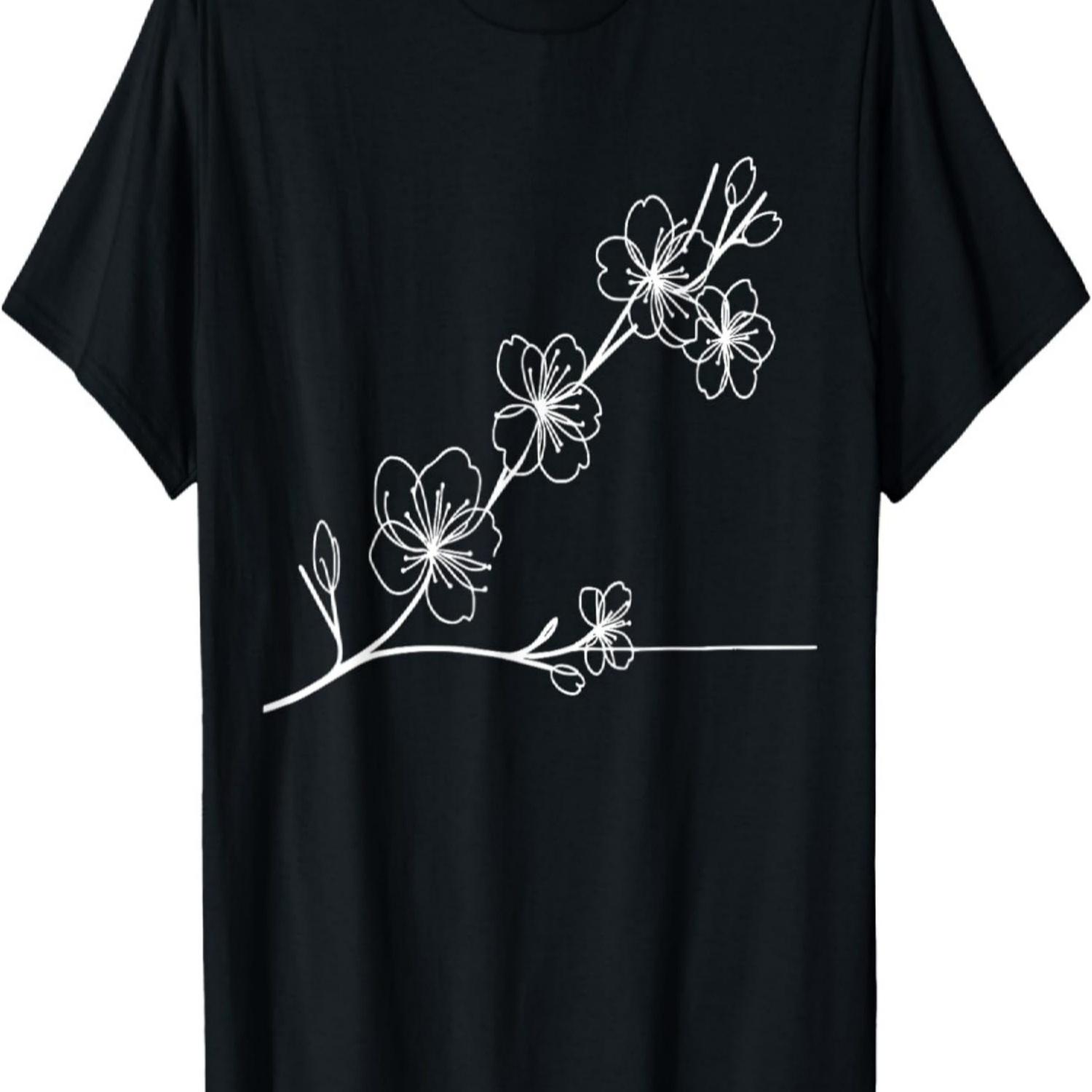 

One Line Art Drawing Cherry Blossoms T-Shirt(3) S чёрный
