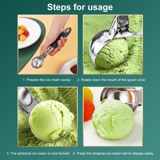 Pohodlná rukojeť Naběračka na zmrzlinu se zařízením na vybírání kuliček Otvor pro zavěšení Multifunkční Nerezová lžíce na těsto na sušenky Nástroj na dezerty