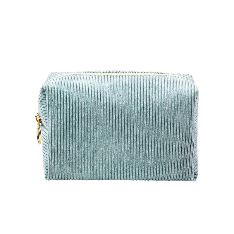 Trousse de maquillage octogonale en velours côtelé pour femme - Grande capacité, Rangement portable pour articles de toilette de voyage