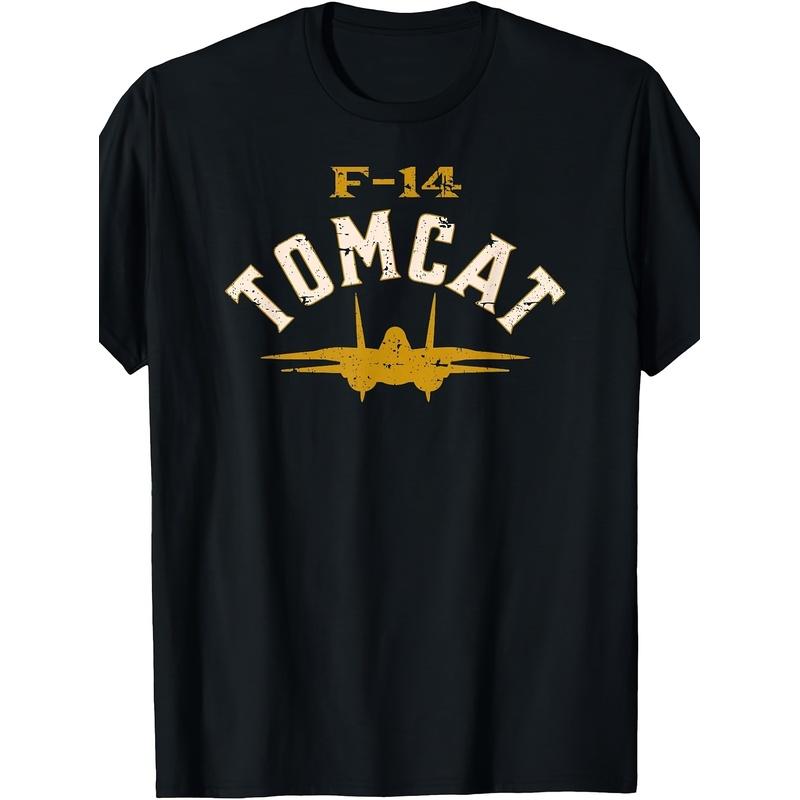 F-14 Tomcat Navy Fighter Plane Distressed T-Shirt, Black Unisex T-Shirt Classic Perfect for Home|Outdoor|Work|Gifting (Birthdays|Valentine'S