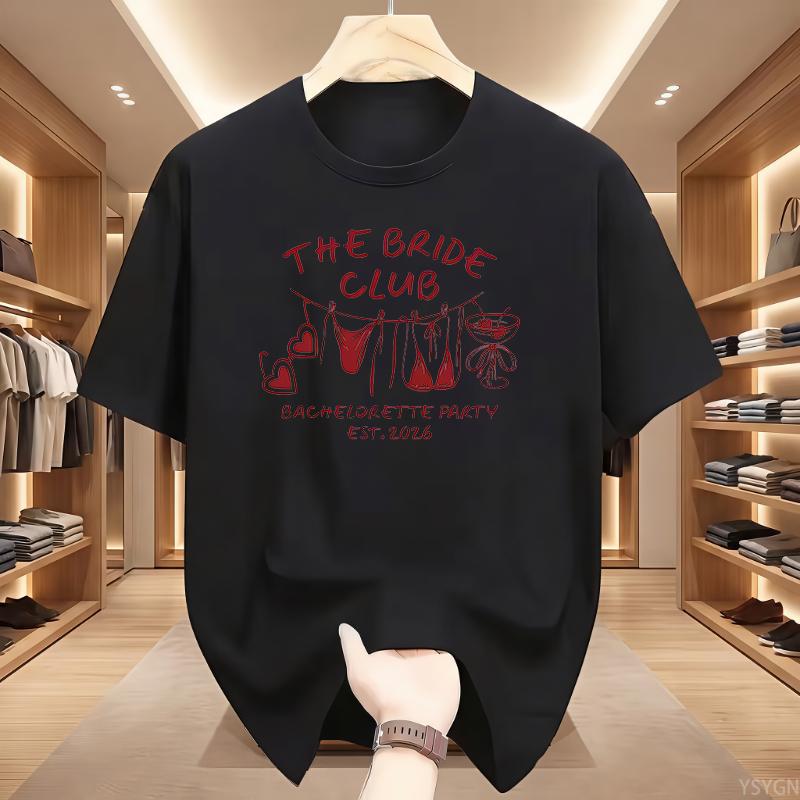 The Bride Club Bachelorette Party Graphic Print Women T-shirt Short Sleeve O-Neck Casual Top Women's Clothing
