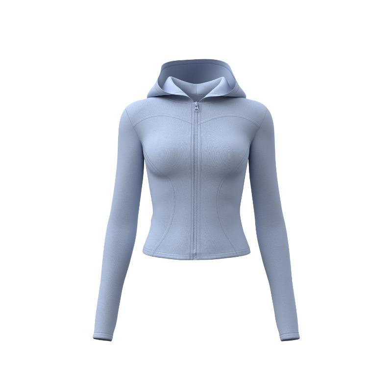 Women S Slim Fit Long Sleeve Hooded Yoga Jacket For Running Fitness