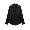 Spring New Women's Clothing French Style Retro Lapels Long Sleeves Minimalist Easiest for Match Silk Satin Textured Shirt 2074580