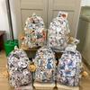 Capacity Large Backpack With Cartoon Cat Dog And Bear Print Designs For Daily