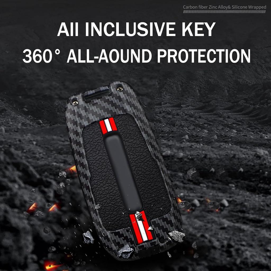 ontto Fit for Ram Key Fob Protector Vehicle Key Case Compatible with Dodge Ram 1500 2500 3500 4500 5500 2019-up,Antiscratched Carbon Texture Car Key