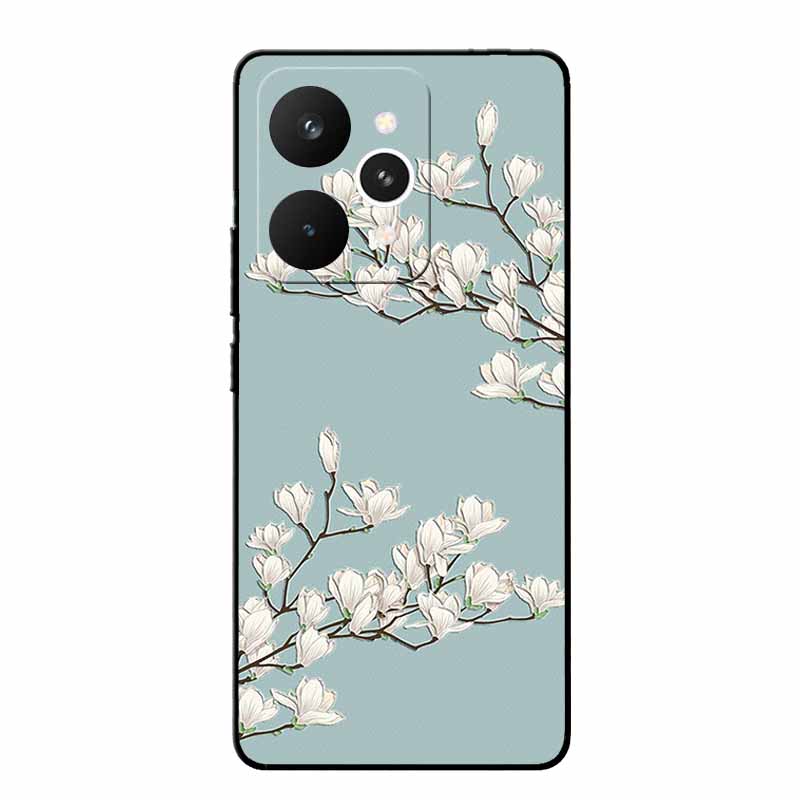 For Realme 15 Pro Cases 3D Relief Flower Emboss Black Silicone For Realme15 Pro 5G Back Cover Cartoon Funda Realme 15 Pro Bumper