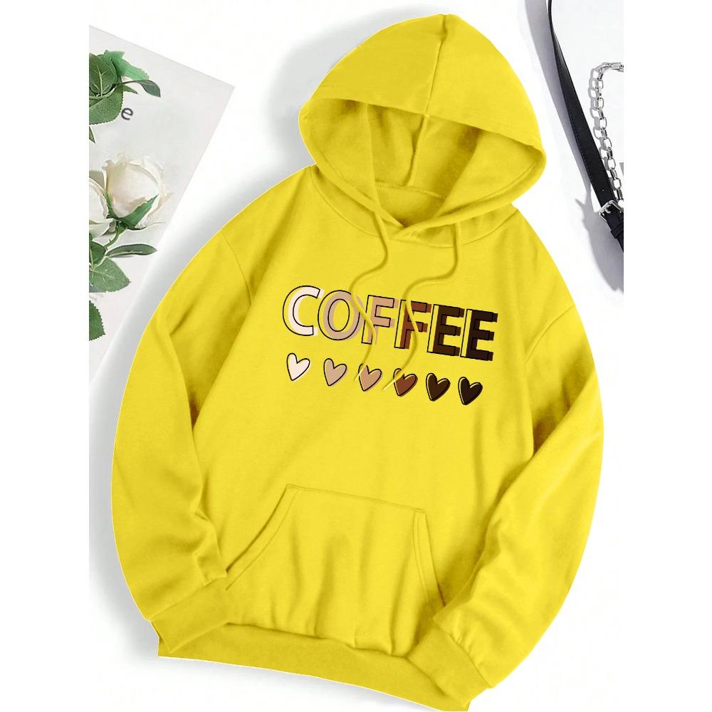 Love Coffee Funny Letter Graphic Printing Hoody Woman Fashion  Sweatshirt Casual S-6XL Hooded Autumn Oversized Clothing