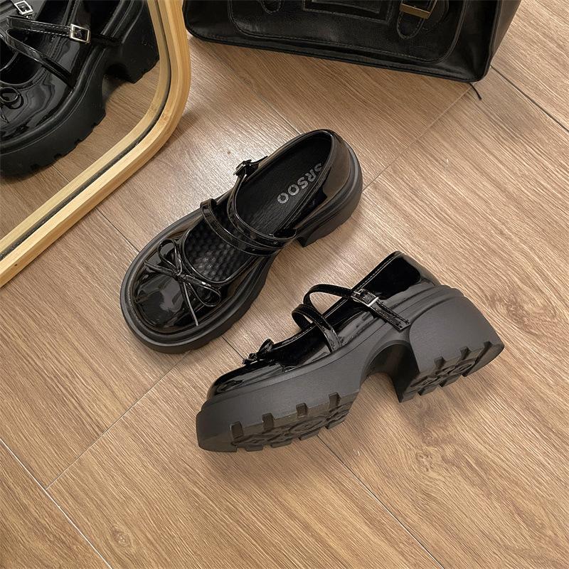 2025 new Internet celebrity explosion fashion versatile small heightening loafers platform thick heel Mary Jane shoes