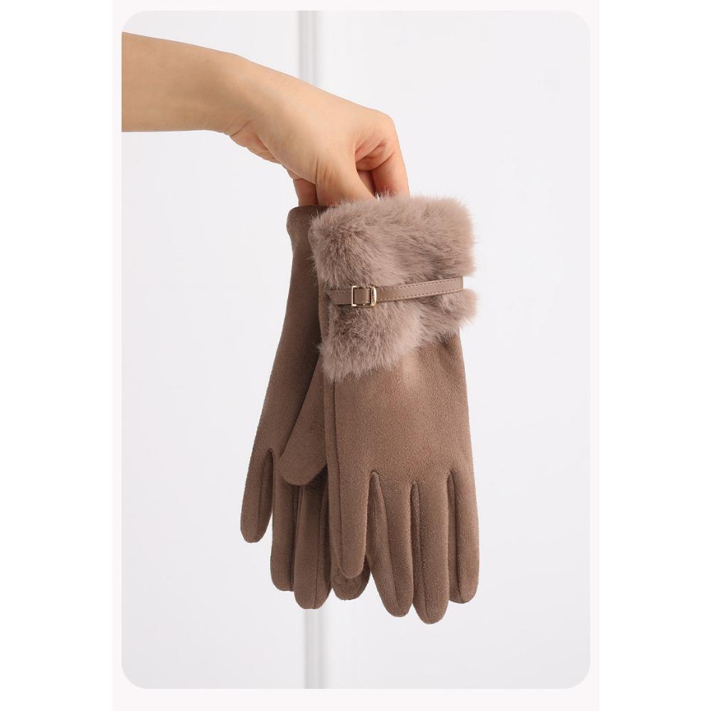 **Plush Gloves Women Winter Versatile Cold-Proof Warm Cycling E-Bike Frost Protection Full Finger Touchscreen Gloves**