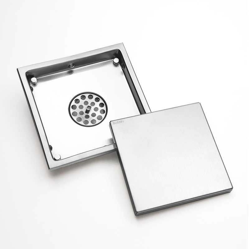 Bathroom Drainer Metal Stainless Steel Tile Insert Conceal Invisible square Floor Drain Strainer Drain Shower Floor Drain (Black,Stainless Steel) чёрный