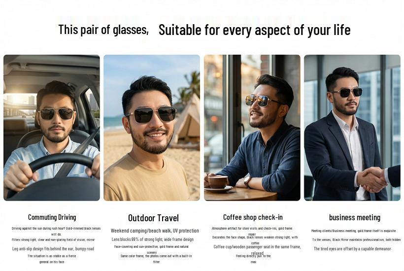 KAJILA 2026 Men's Retro Square Frame Polarized Sunglasses with Double Bridge Sun Protection