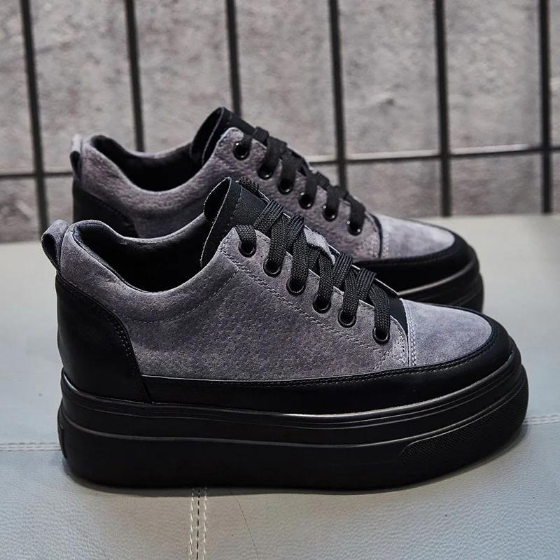 2024 Winterschoenen Dames Sneakers Platte Platform Schoenen Echt Leer Warme Dames Casual Schoenen Dames Hoogte Verhogend 5cm D148