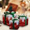 Set of 3 LED gift boxes with Green Bow Christmas gift boxes, party decorations