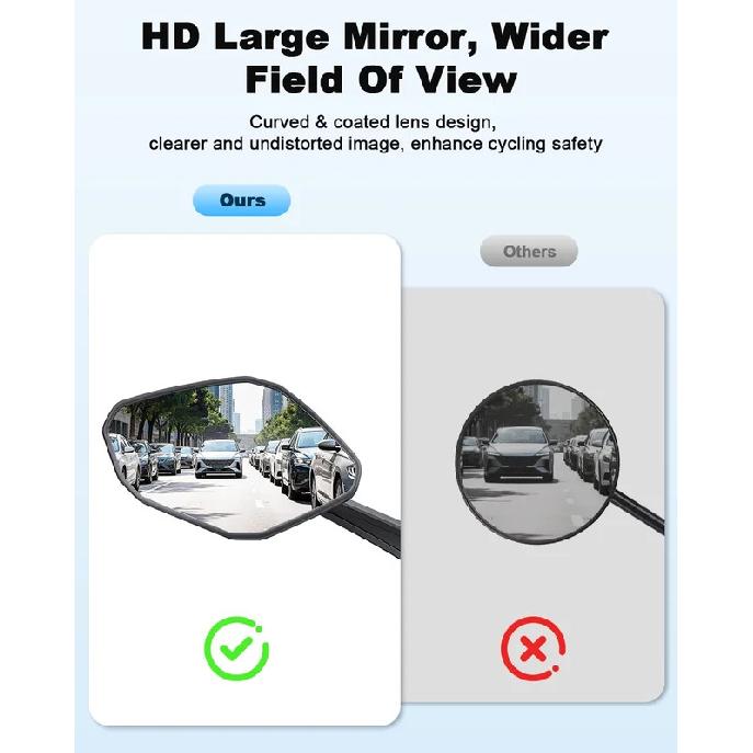 Elecpow Bike Rear View Mirror 360° Free Adjustment Rotatable Handlebar Viewmirror High Definition Large Mirror Bike Accessories