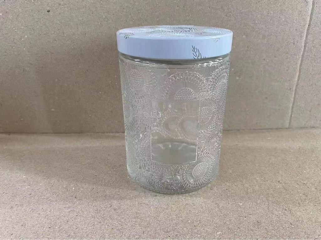 Embossed Glass Jar: DIY Flameless Scented Candle Cup with Colored Pattern