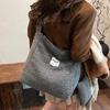 Women's Solid Color Imitation Sherpa Warm Plush Shoulder Bag with Inner Pocket Vintage Crossbody Handbag for Work & Travel KTY
