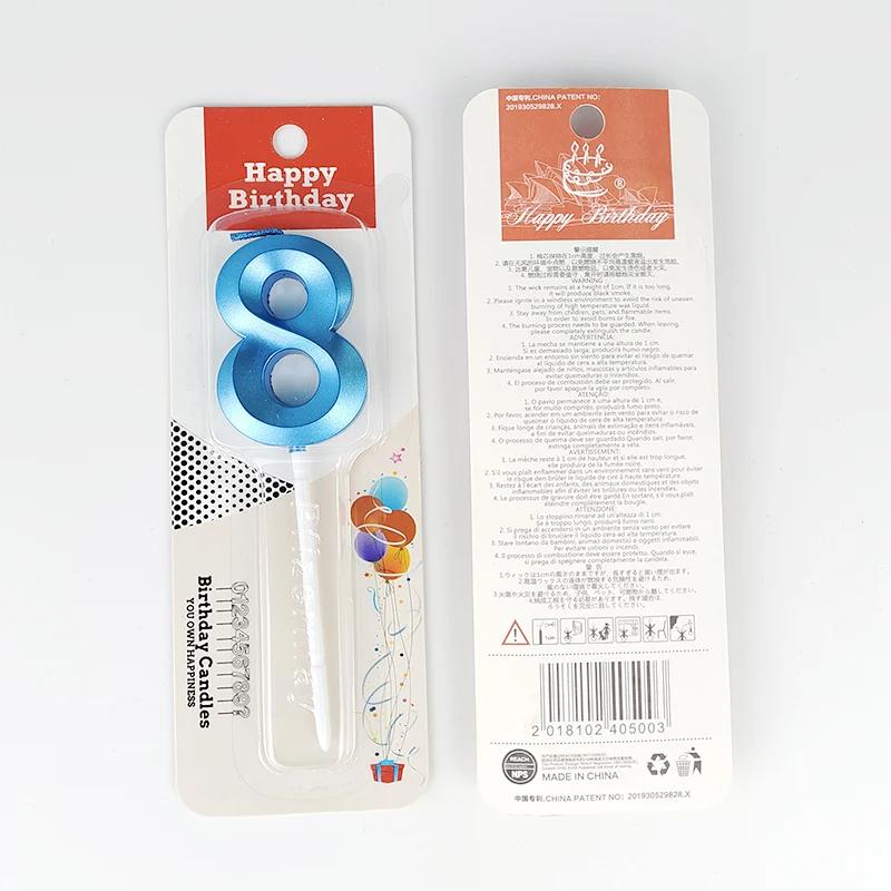 0-9 Numer Candle Pink Blue Happy Birthday 3D Number Candles Cake Topper Decoration Baby Shower Supplies Wedding Party Decor