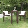 VidaXL Garden Bar Furniture 3 Pcs and Cushions Outdoor Furniture Patio Table and Chairs Garden Lounge Terrace 3094777