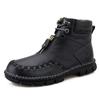 Men's boots autumn and winter outdoor medium and high-top shoes 2021 fashion leather boots trendy casual shoes sewn shoes large size men