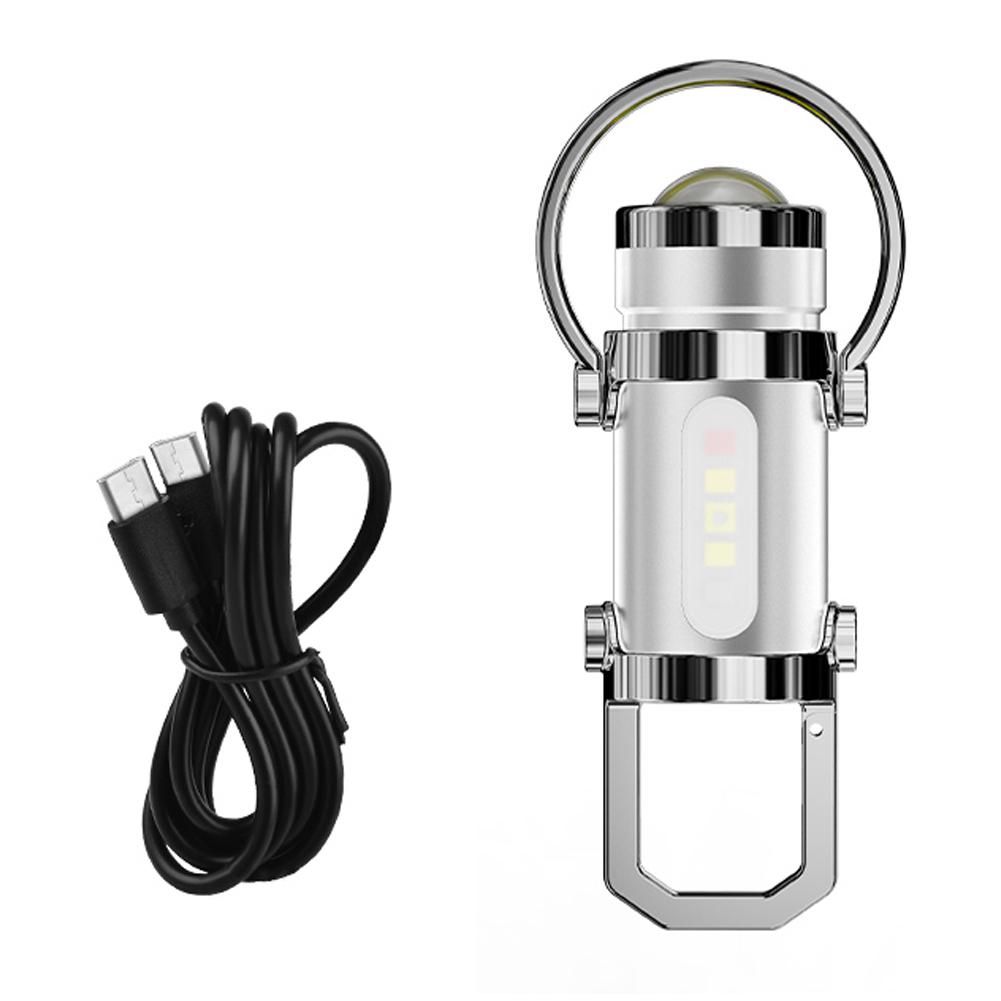 Mini COB LED Keychain Flashlight USB Rechargeable Hanging Work Light Waterproof Keyring Camping Walking Pocket Lamp