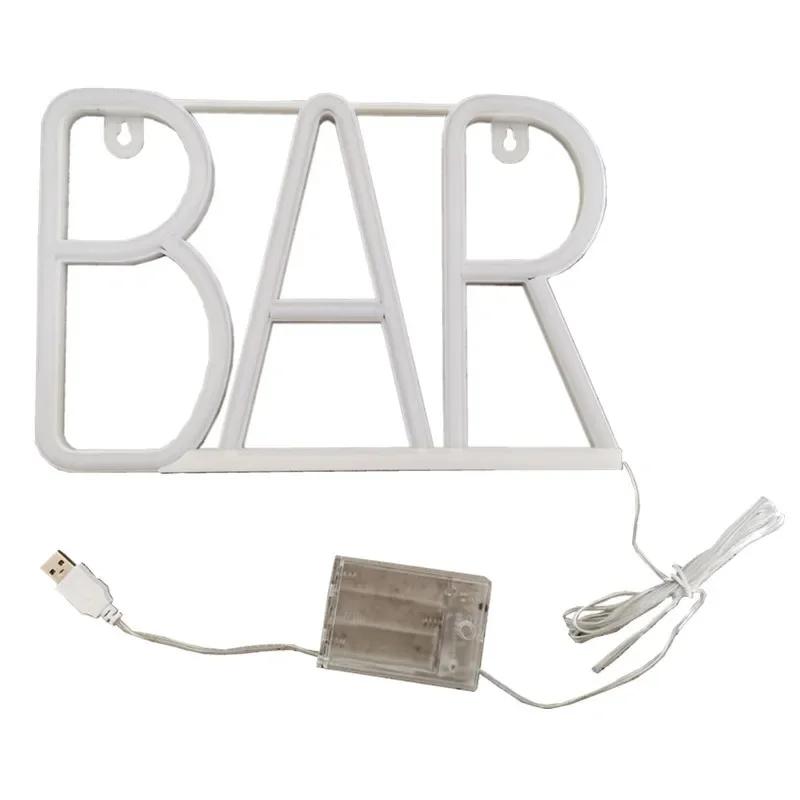 LED Bar Open Neon Signs Lights For Pub Bar Bedroom Wall Hanging Atmosphere Lamp Battery USB Home Christmas Party Room Decor