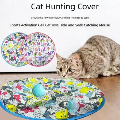 Electric Cat Hunting Toys Hiding and Looking for Kitten Toys Chi and Sports Activated Interactive Cat Toys Cat Hide Cover Exercise Toys