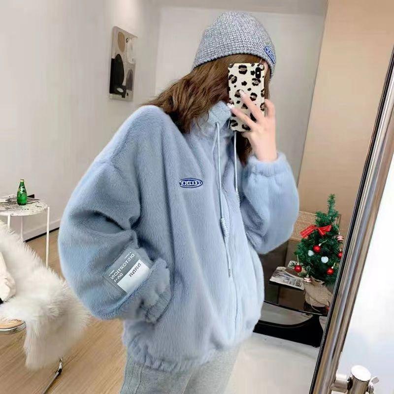 Women's Plush Lambswool Coat - 2025 Autumn/Winter Fleece-lined Loose Cotton-padded Jacket