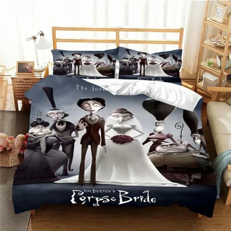 

Love Animated Film Corpse Bride Bedding Set Single/Twin King Duvet Cover Home Bedroom Decor Bedspread Pillow Cover EU single(135x200cm)