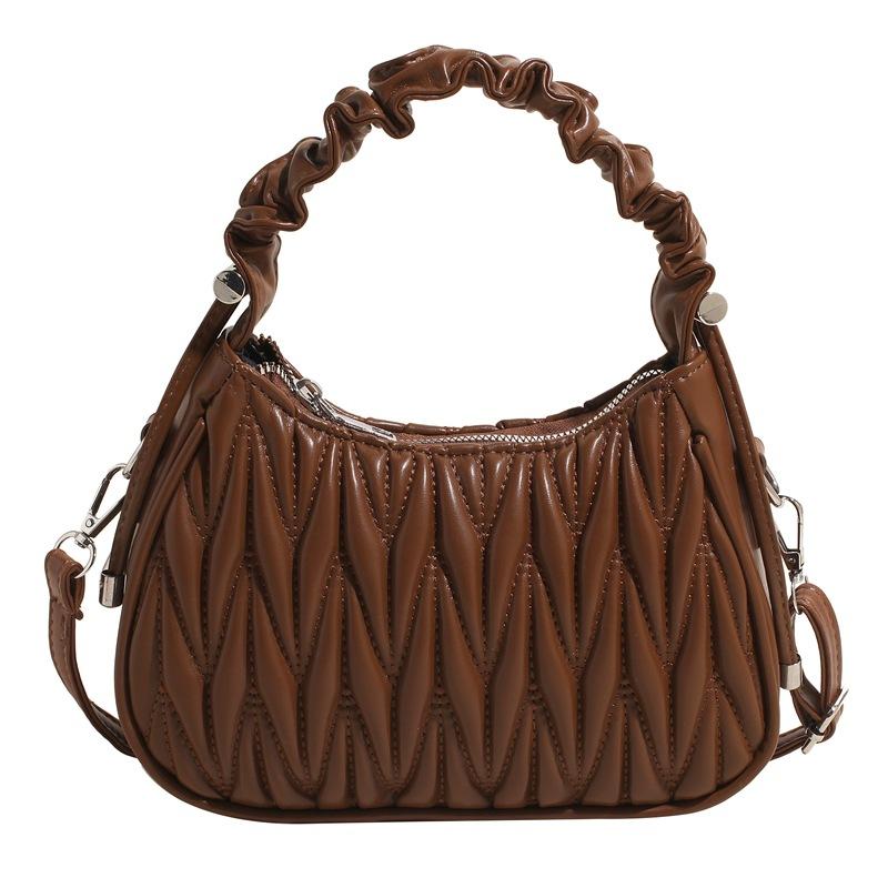 Fashion pleated bag women's spring new retro casual small square bag simple messenger bag tide