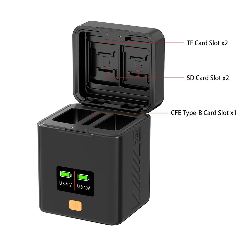 Camera Battery Charging Case for EN-EL25 EN-EL25A Batteries 2-slot Battery R with Card Slots Screen PD Fast Charging Box Compatible with Ni