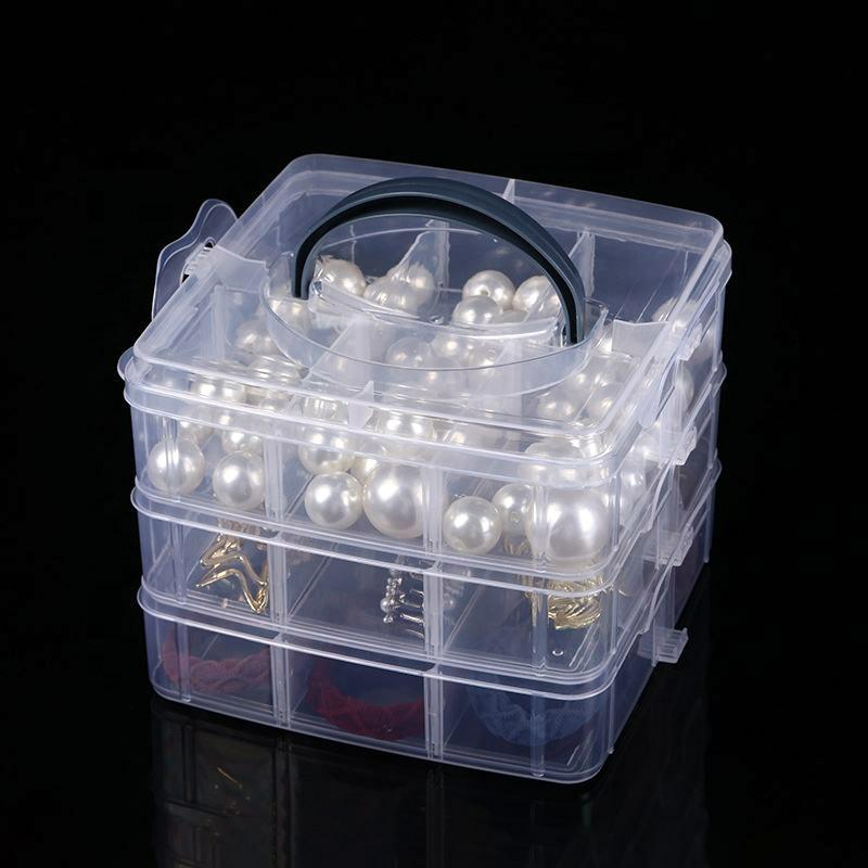 3 Layer Adjustable Stackable Storage Clearly Organizer Cosmetic Gift Necklaces Velvet Plastic Fashion Jewelry Box