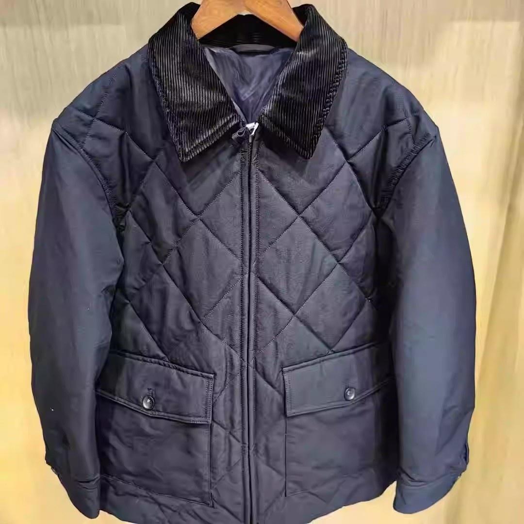 

Мужская стеганая куртка на флисовой подкладке, ветрозащитная, теплая, утолщенная, прилегающего кроя, хлопковое пальто со стойкой воротником для примерочной L темно-синий